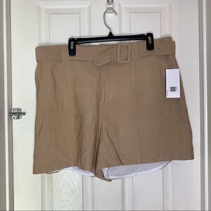 JustFab Khaki Lined Belted Shorts Size 2X